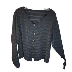 CP Shades Sausalito R463-147 Button Front Blouse Small Gray‎ Rayon Top